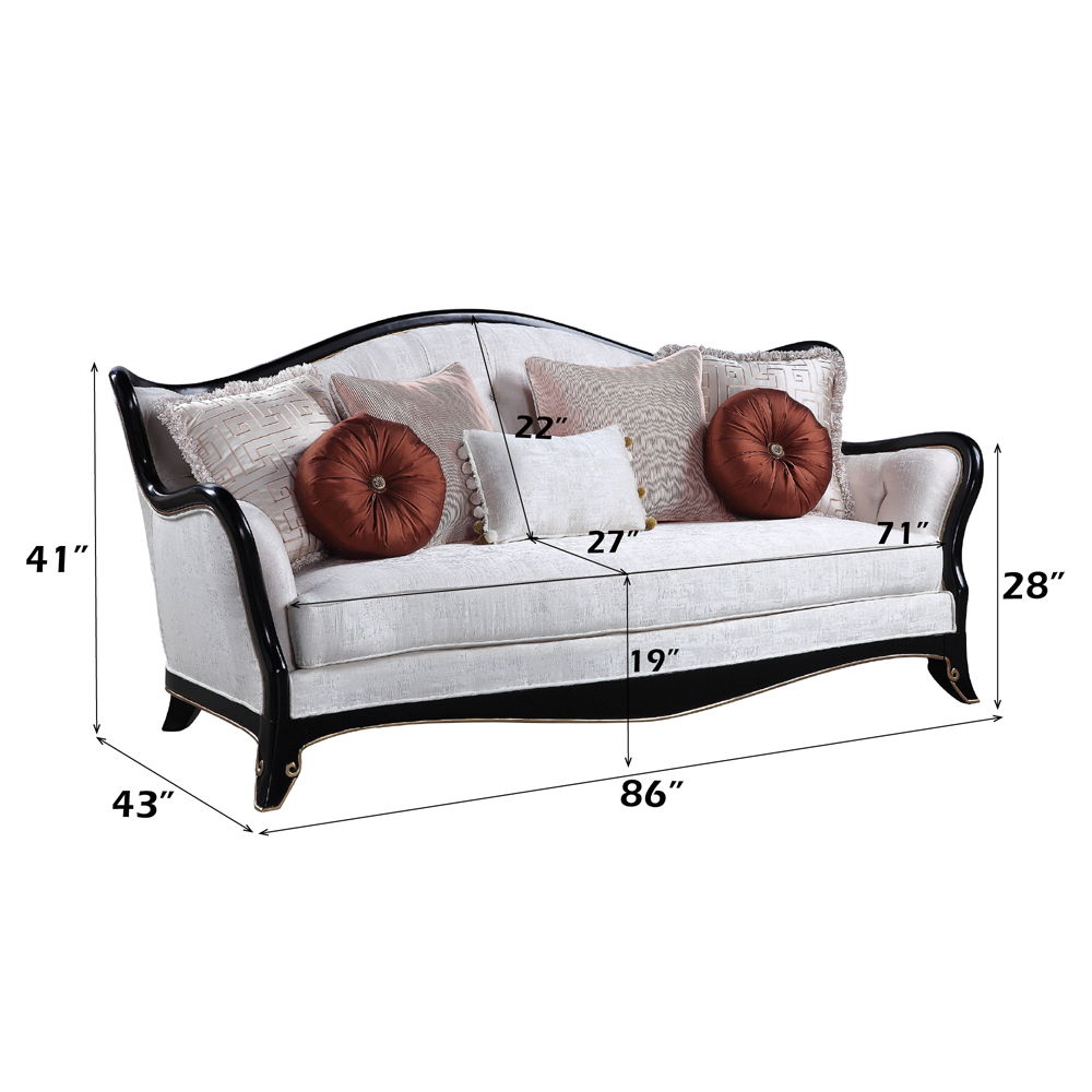 Nurmive - Sofa With 7 Pillows - Beige Fabric