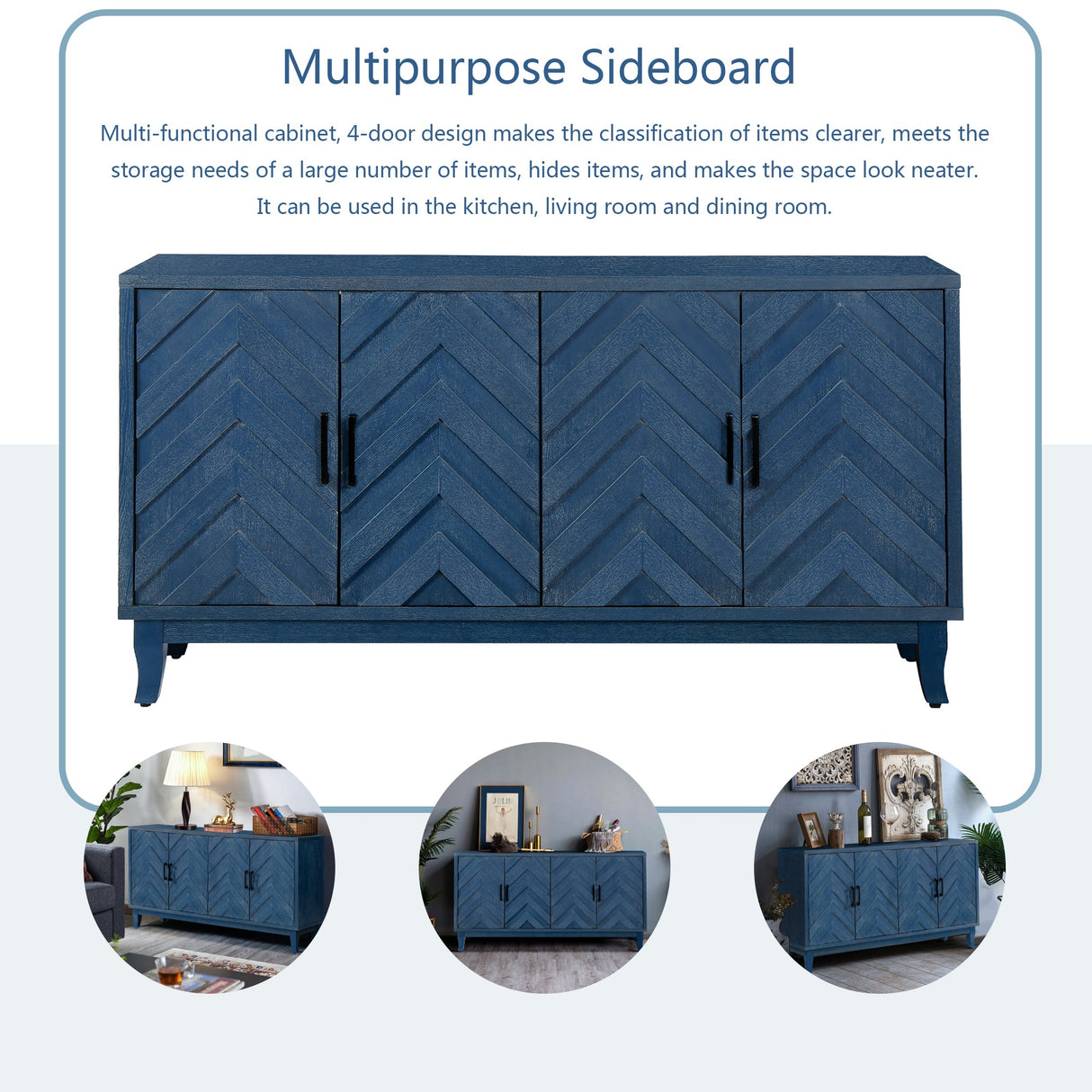 Chevron 4-Door Sideboard Cabinet