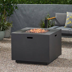 33" Outdoor Iron Square Propane Fire Pit - Brushed Brown