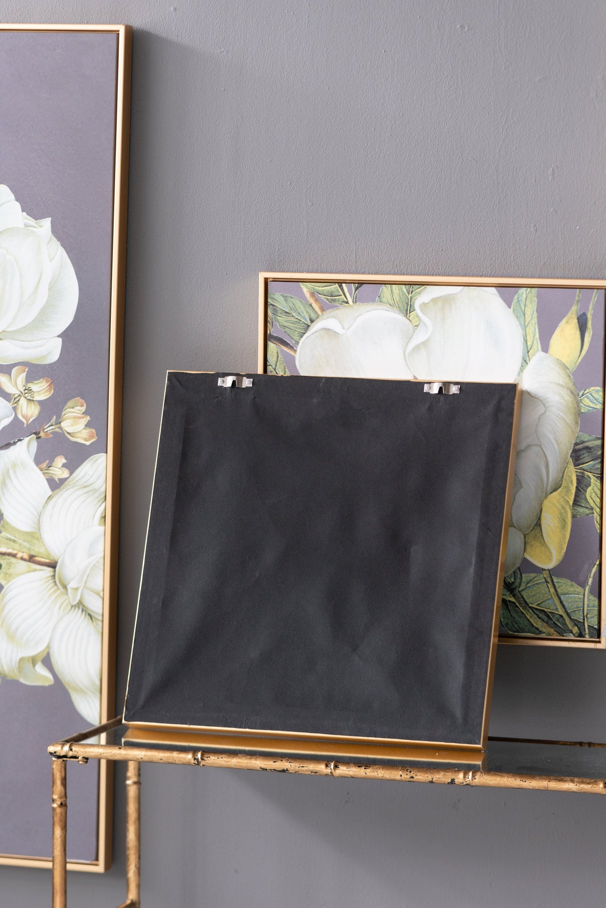 Set of 4 White and Gold Botanical Wall Art Prints, 20” x 20”
