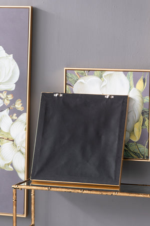 Set of 4 White and Gold Botanical Wall Art Prints, 20” x 20”