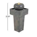 25.59'H Minimalist Concrete Column Fountain with LED Lighting