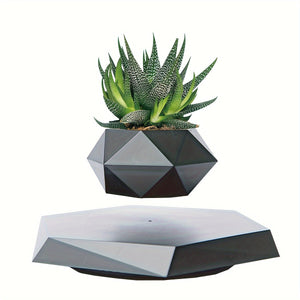 Magnetic Levitating Plant Pot – Rotating Floating Geometric Bonsai Planter Indoor