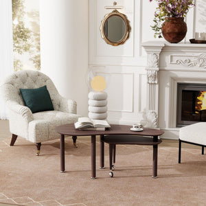 Rotatable Coffee Table With Solid Legs, 360 Degree Swivel, Waterproof - Walnut