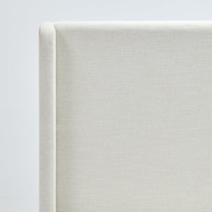 Caron Upholstered Wingback Bed with 52.3' High Headboard in Textured Ivory Canvas Chenille, King Size