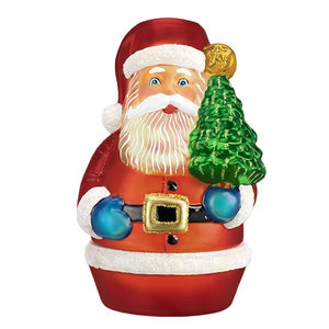 Santa With Tree Candle Light Christmas Ornament