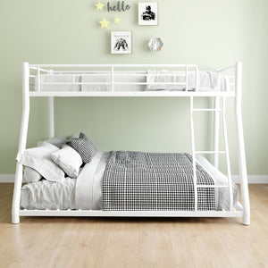 Bunk Bed Frame With Ladder And Guardrail, Heavy Duty Noise Free Design Metal Construction