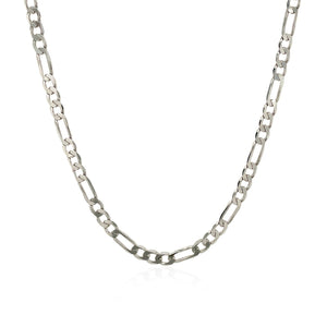 3.0mm 14k White Gold Solid Figaro Chain