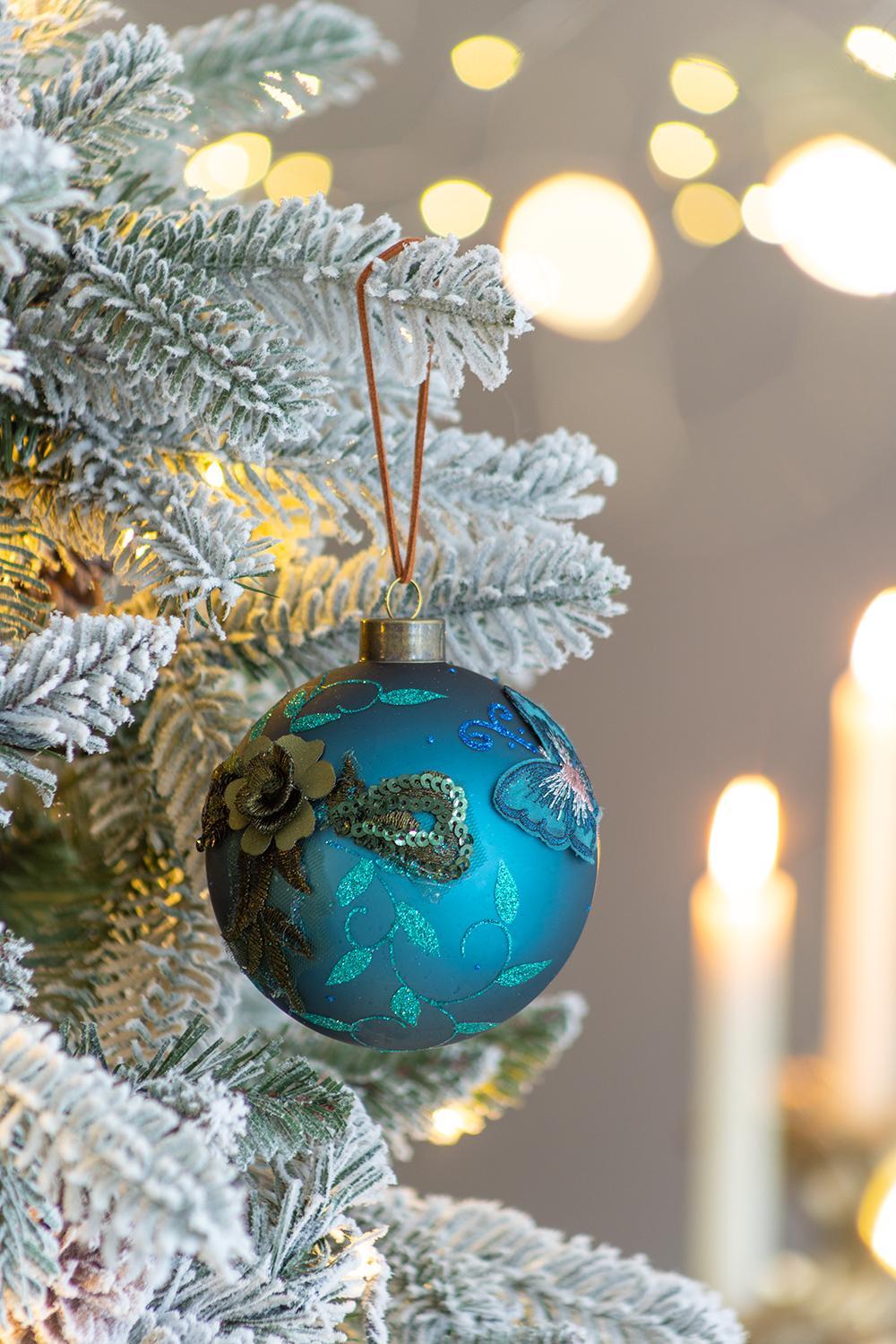 Christmas Ball Ornaments Glass Decorative Hanging Balls Light Blue