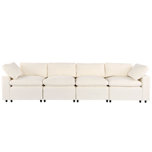 U-Style Upholstered Modular Sofa with Storage and Built-in Tech