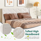 Queen Size Rubber Wood Bed Frame with Storage Headboard & Drawers