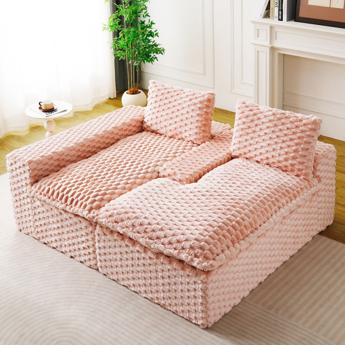 Modular Sofa, Convertible Twin Seat With Chaise Lounge