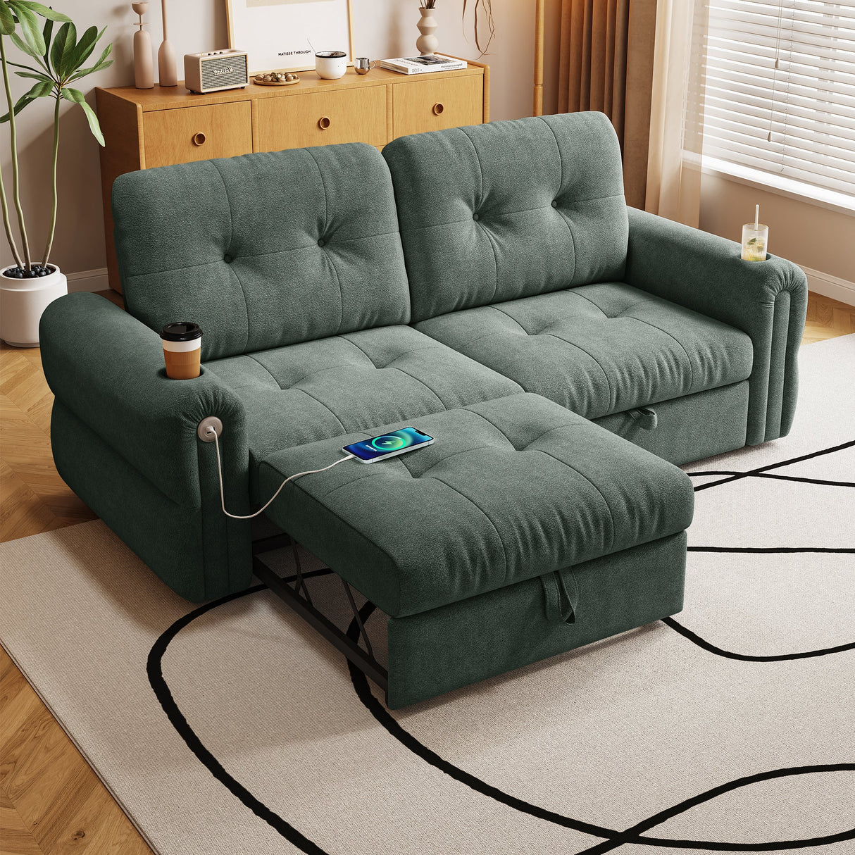 Chenille Convertible Sofa Bed