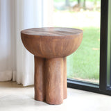 Iris Outdoor Patio Three-Legged Wood-Grain Side Table