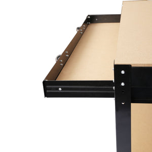 Wood Work Bench with Steel Frame - Black / Light Brown