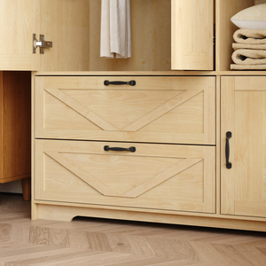 4 Doors Wardrobe Closet with Mirror, LED Lighting & Storage