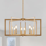 27" Modern Golden Geometric 8-Light Chandelier