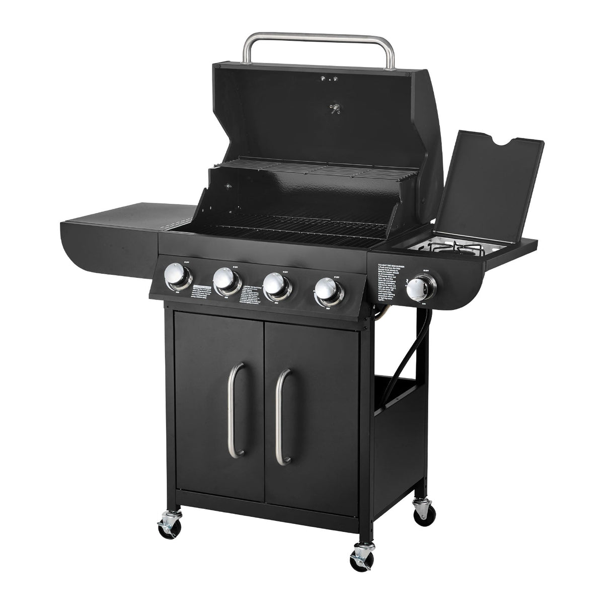 Gas Grill, 4 Burner Propane Gas Grill with Side Burner