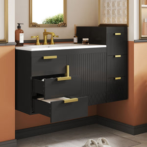 Wall Mounted Bathroom Cabinet With Side Cabinet Combo