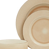 Sand Sixteen Piece Round Striped Ceramic Service For Four Dinnerware Set
