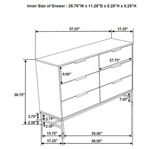 Taraval - 6 Drawer Bedroom Dresser - White