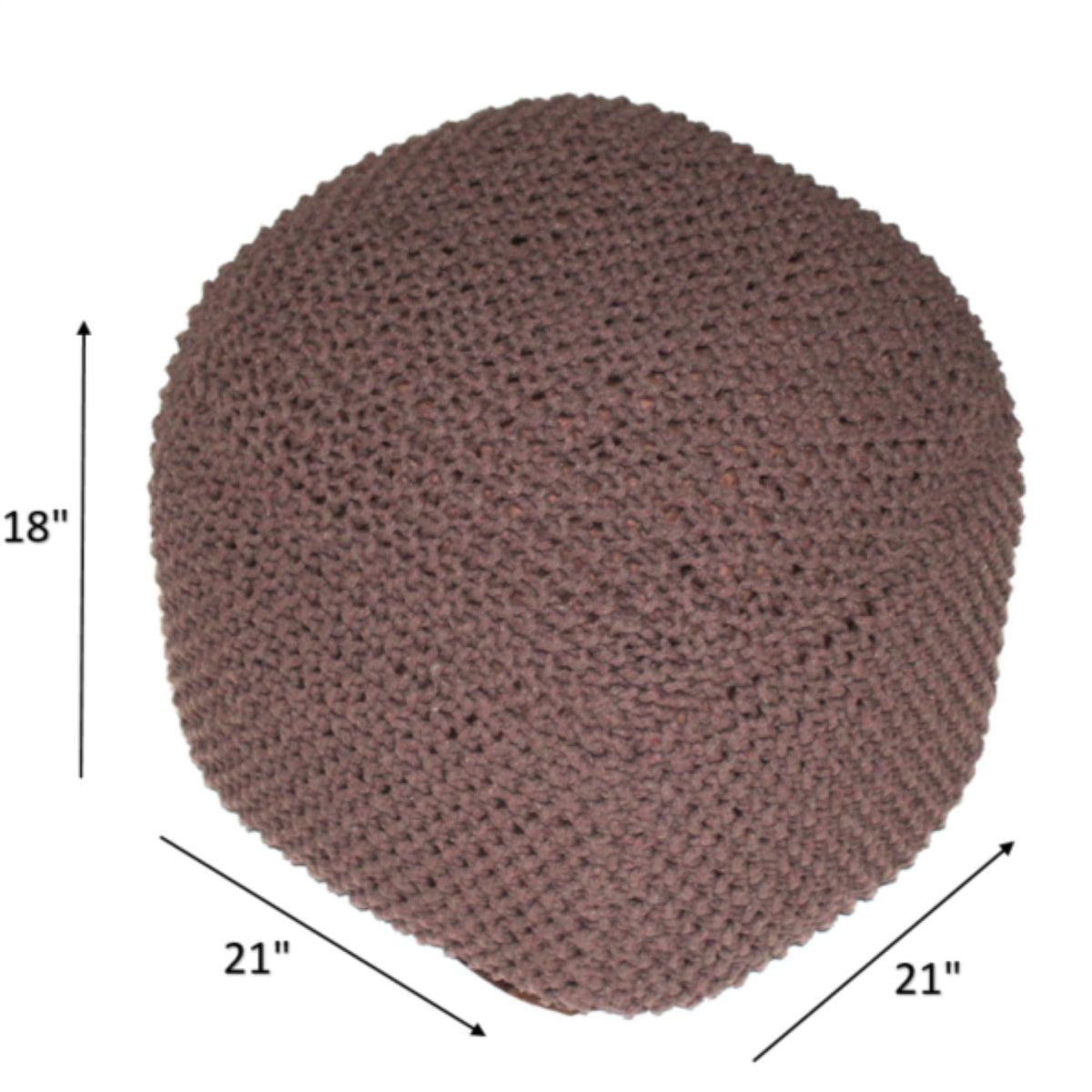 Semi Rounded Pouf, Cable Knitted, Perfect Seating
