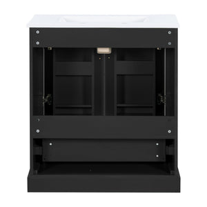 Bathroom Vanity With Sink, 1 Divided Drawer And 2 Soft Close Doors With Double Shelf