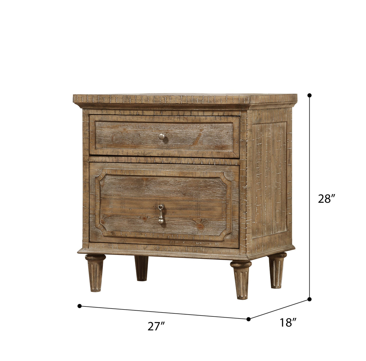 Changeme Solid Wood Nightstand with 2 Drawers