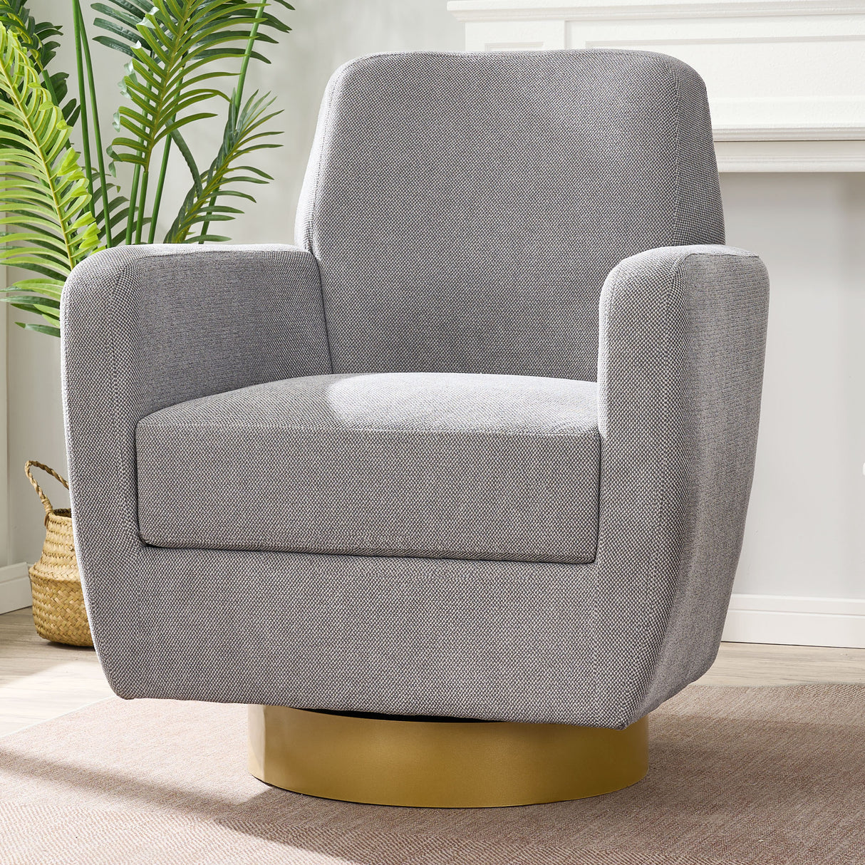 360 degree rotation armchair cotton linen