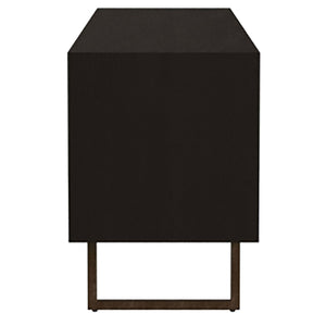 Manaya - 2 Door Stand With Open Shelving And Hidden Storage - Charcoal Black