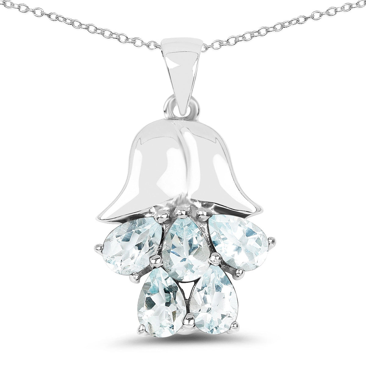 1.75 Carat Genuine Aquamarine .925 Sterling Silver Pendant