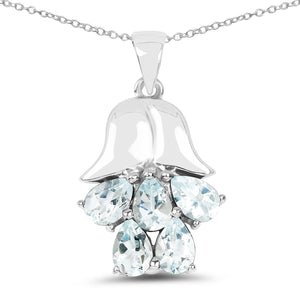 1.75 Carat Genuine Aquamarine .925 Sterling Silver Pendant