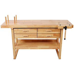 60-Inch Rubber Hardwood Workbench with 4 Drawers