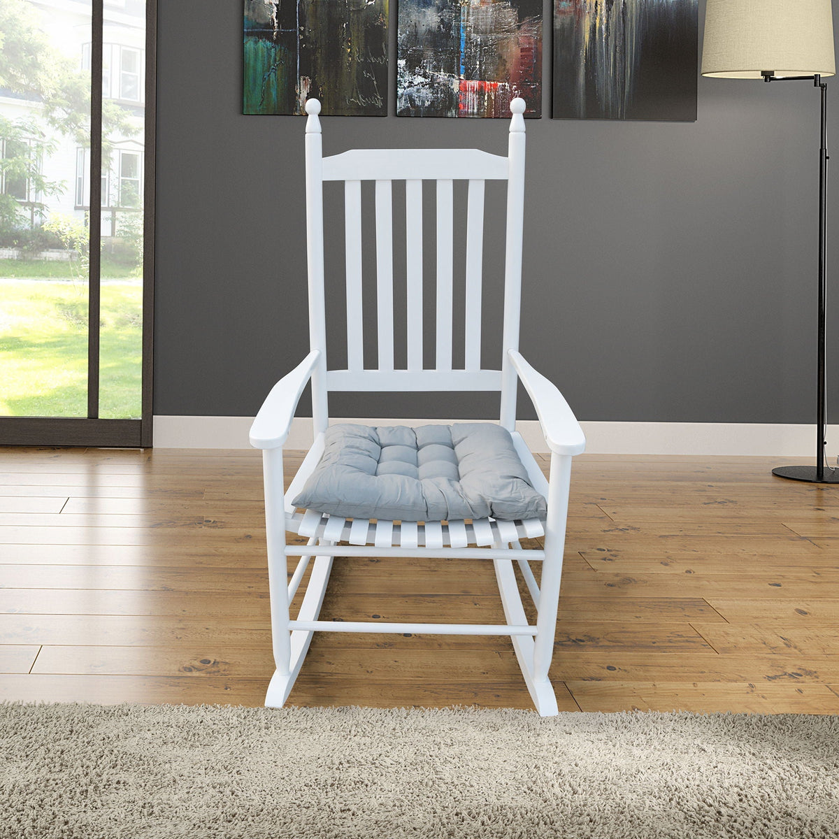 Wooden Porch Rocker Chair with Solid Wood Construction - Black or White