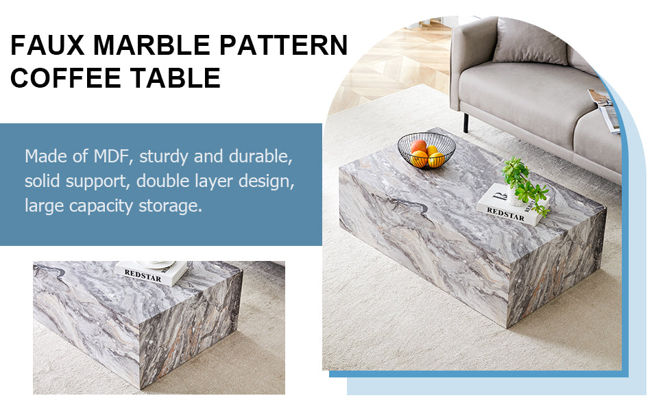 Elegant Grey Stone Pattern Coffee Table