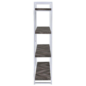 Herringbone - Bookcase With Full Length Shelf - Gray