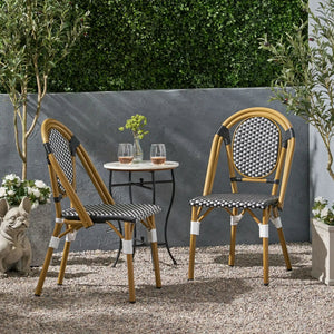 Outdoor Rattan and Aluminum French Bistro Chair Set
