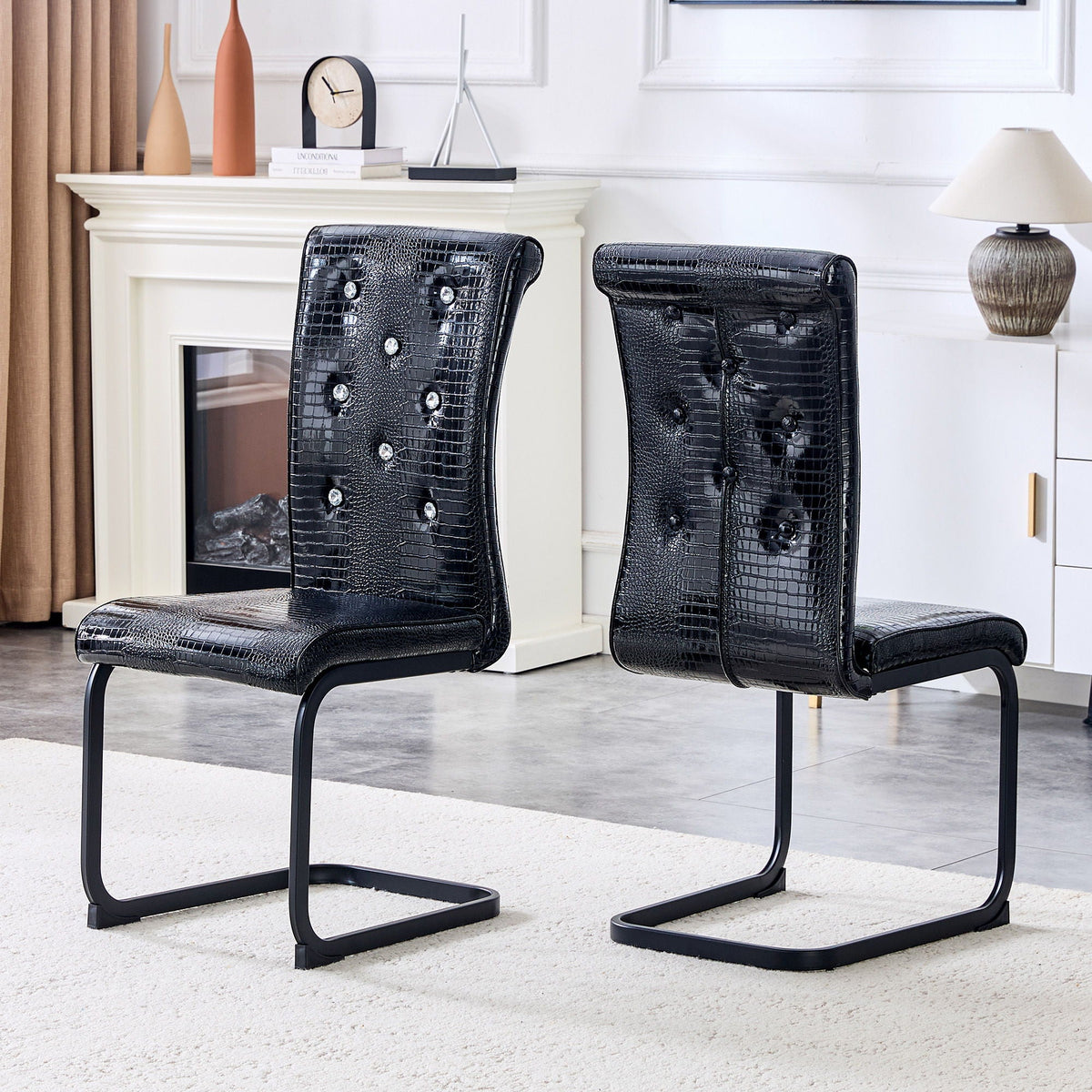 Alligator Skin Upholstered Dining Chairs