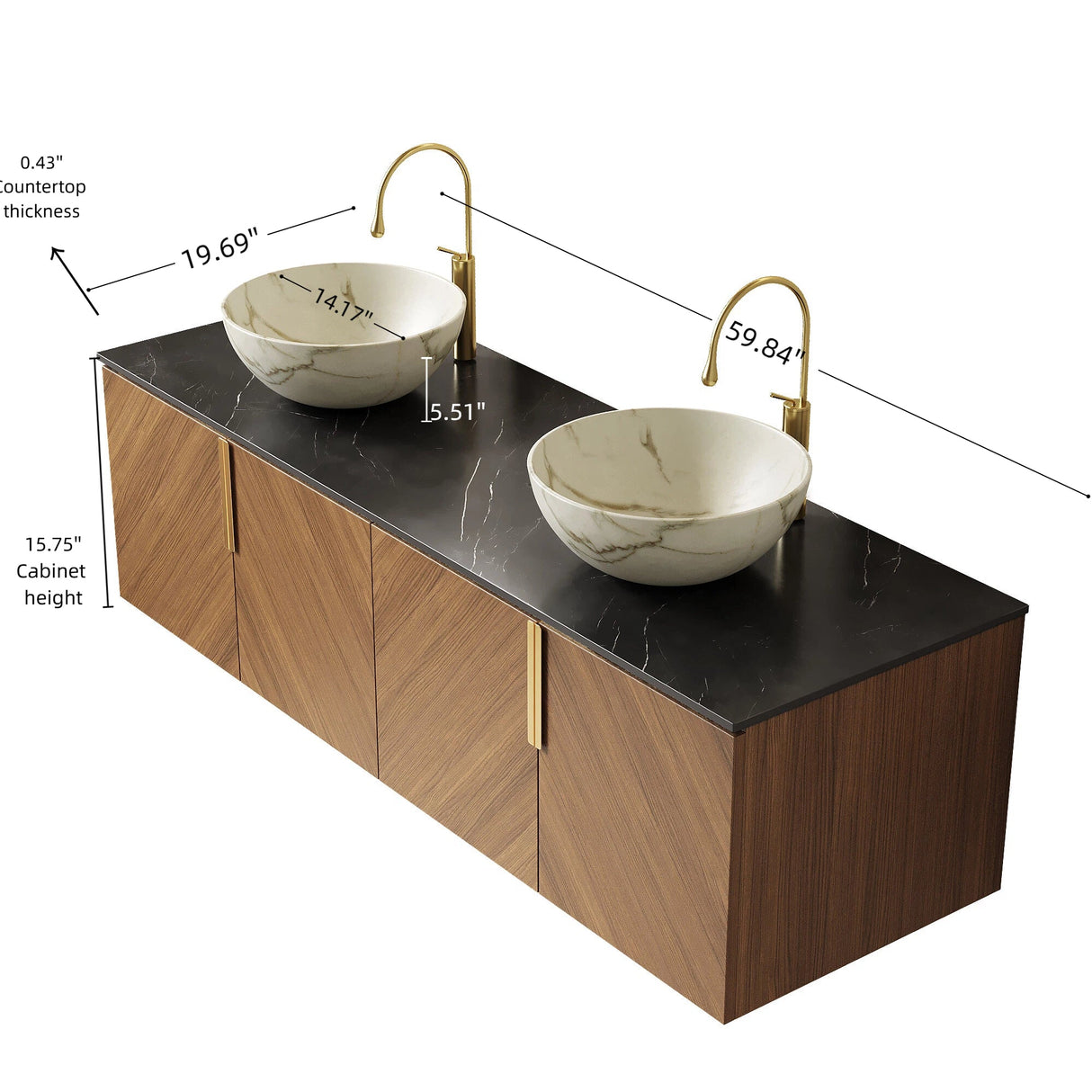 ARAI 60" Bathroom Vanity & Sinks