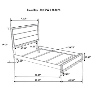 Twin Panel Bed With Tapered Legs - Gray