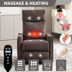Heat Massage Manual Recliner Chair with Rocker and Swivel in Fabric