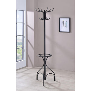 12 Hook Coat Rack With Umbrella Holder - Black
