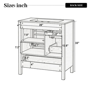Modern Bathroom Vanity With Sink, Soft Close Drawers & Door, Storage Rack