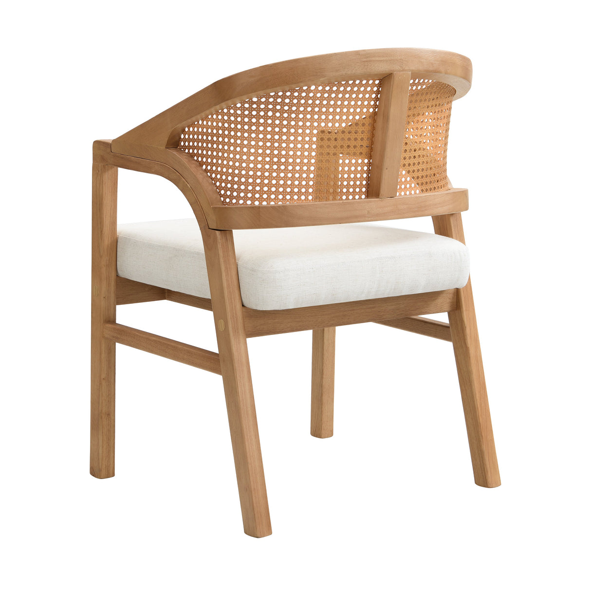 Wooden Frame Dining Chair with Rattan Back, Set of 2