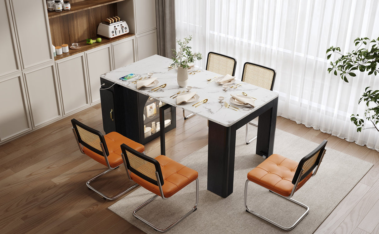 TREXM Extendable Dining Table with 3 Removable Leaves