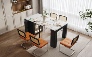 TREXM Extendable Dining Table with 3 Removable Leaves