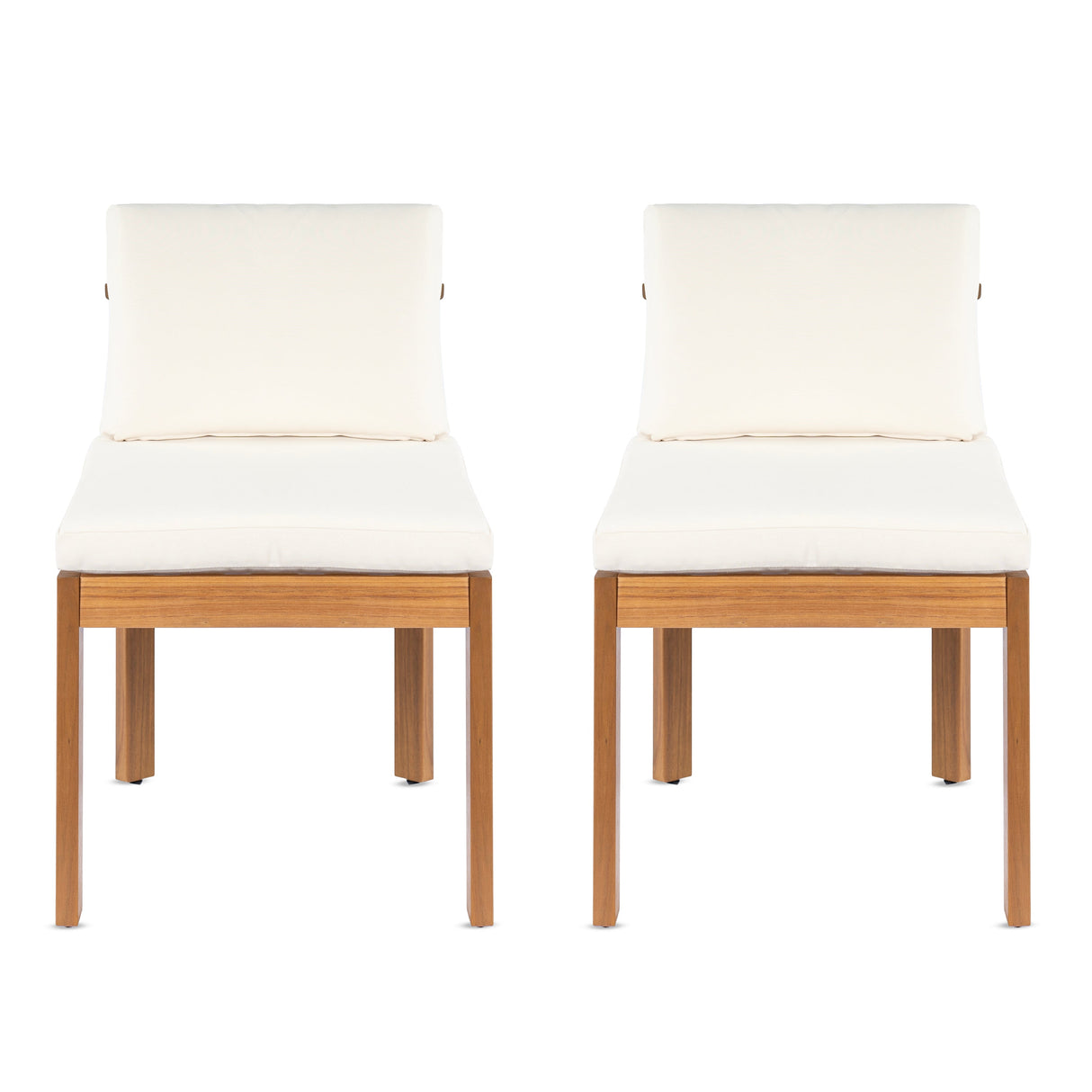 Acacia Wood Outdoor Dining Chair (Set of 2), Teak Finish Wood +