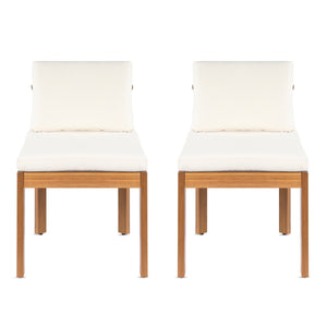 Acacia Wood Outdoor Dining Chair (Set of 2), Teak Finish Wood +