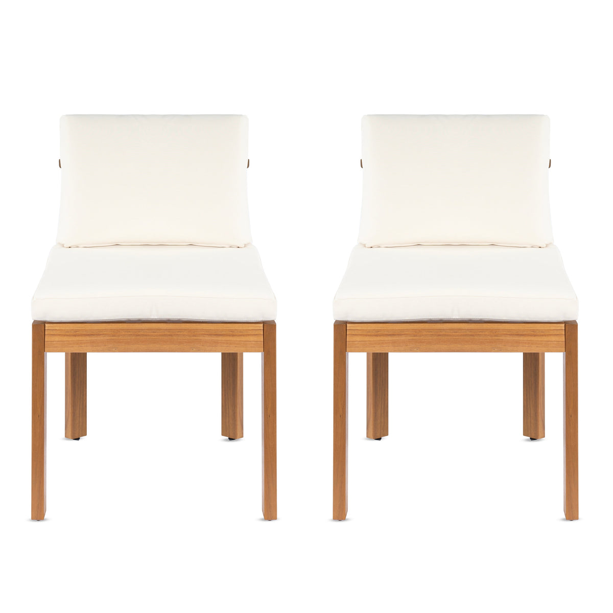 Acacia Wood Outdoor Dining Chair (Set of 2), Teak Finish Wood +