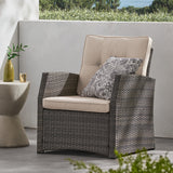 ST MARTA Single Sofa Outdoor Relaxation Seat Grey PE Rattan Waterproof Fabric